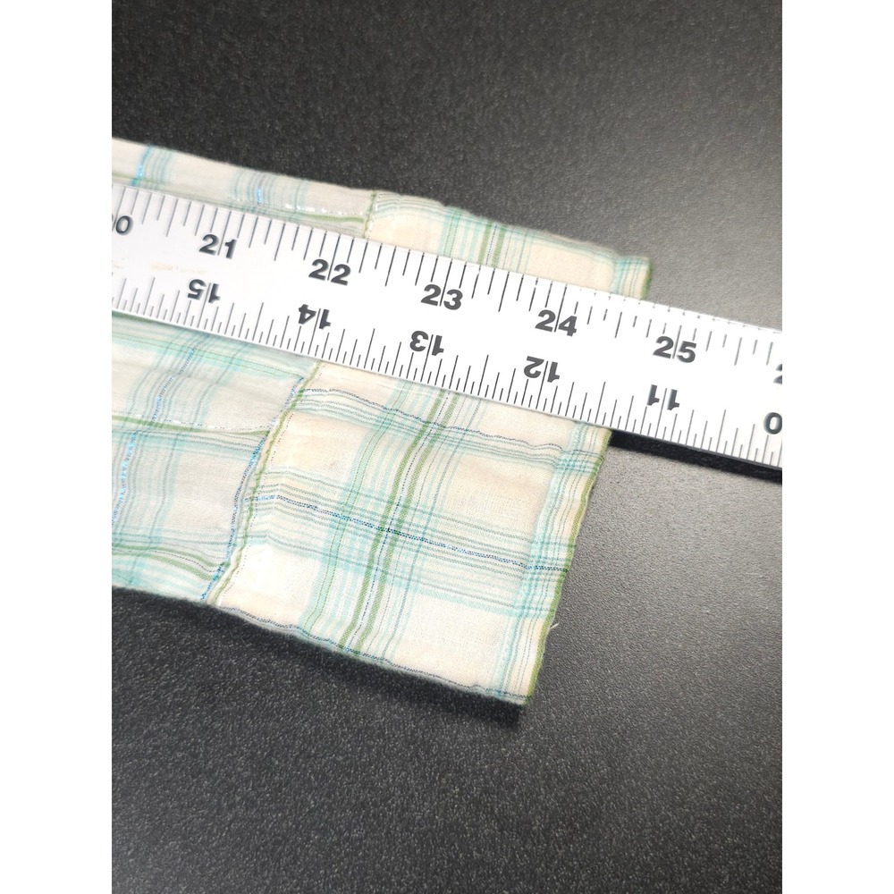 Vintage Y2K Aeropostale Western Pearl Snap Shimmer Plaid Shirt Teal White Medium - Picture 10 of 10